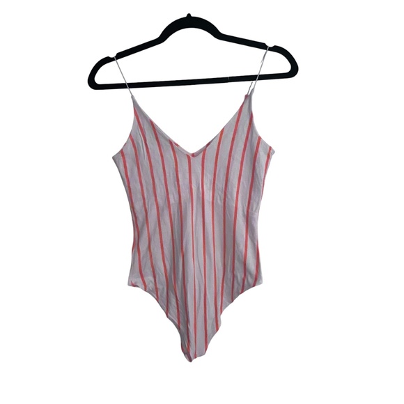 NWOT Gaze Women's Orange and White Striped Bodysuit Size XS - Picture 2 of 3